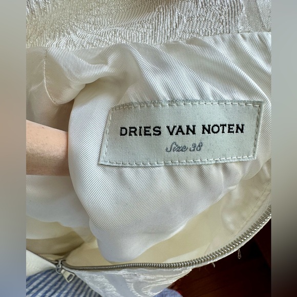 Dries Van Noten SS23 white jacquard dob mini dress pleat like new size 38 US 6 8 - Picture 14 of 14